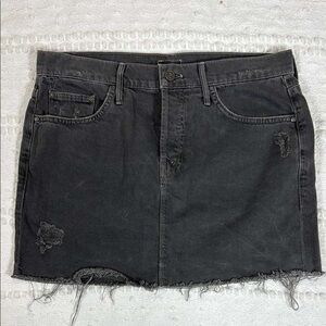 MOTHER Charcoal Distressed Mini Skirt